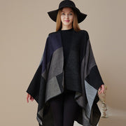 Warm Ethnic Shawl - Gradient Color Block Cape Cloak