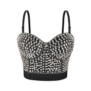 New Chain Punk Bra for Women, Handmade Beaded Spaghetti Strap Cup