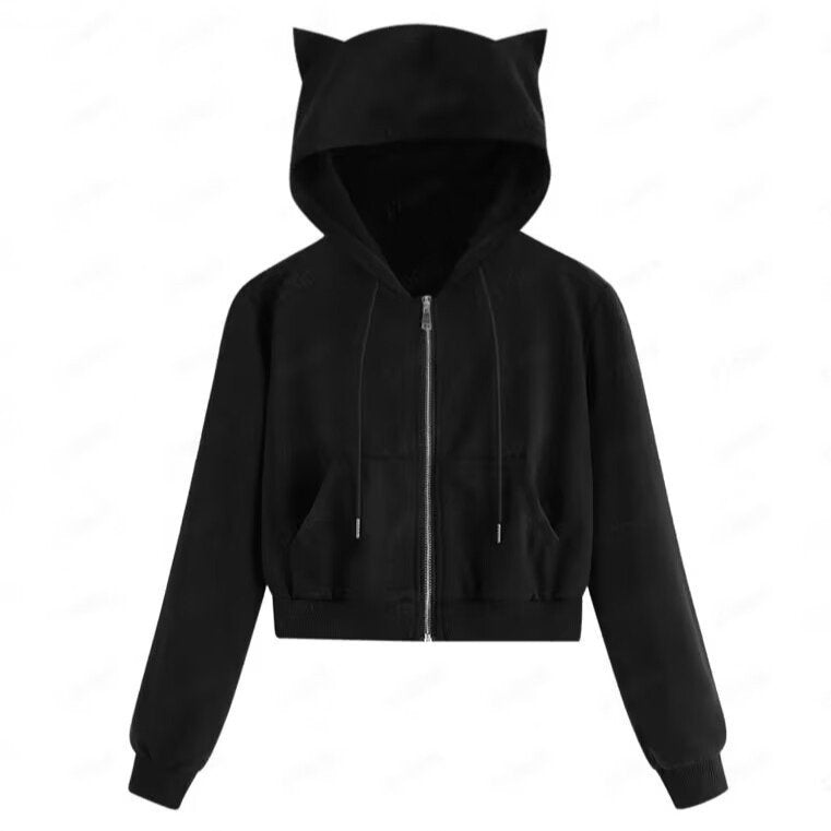 Rabbit Ears Zipper Hoodie for Women