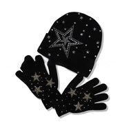 Stylish Diamond Embellished Beanie Hat Set