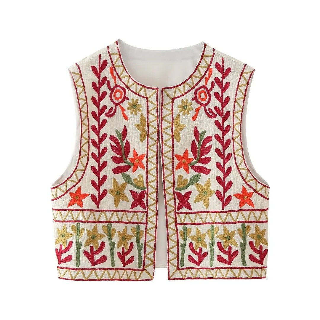 Retro Chic Embroidered Vest for Women