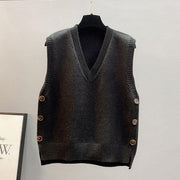 Retro V-Neck Knitted Vest for Women - Spring Autumn Outerwear