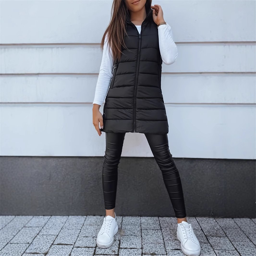 Thick Hooded Quilted Vest Coat for Women