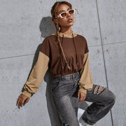 Contrast Color Casual Hooded Sweater for Women