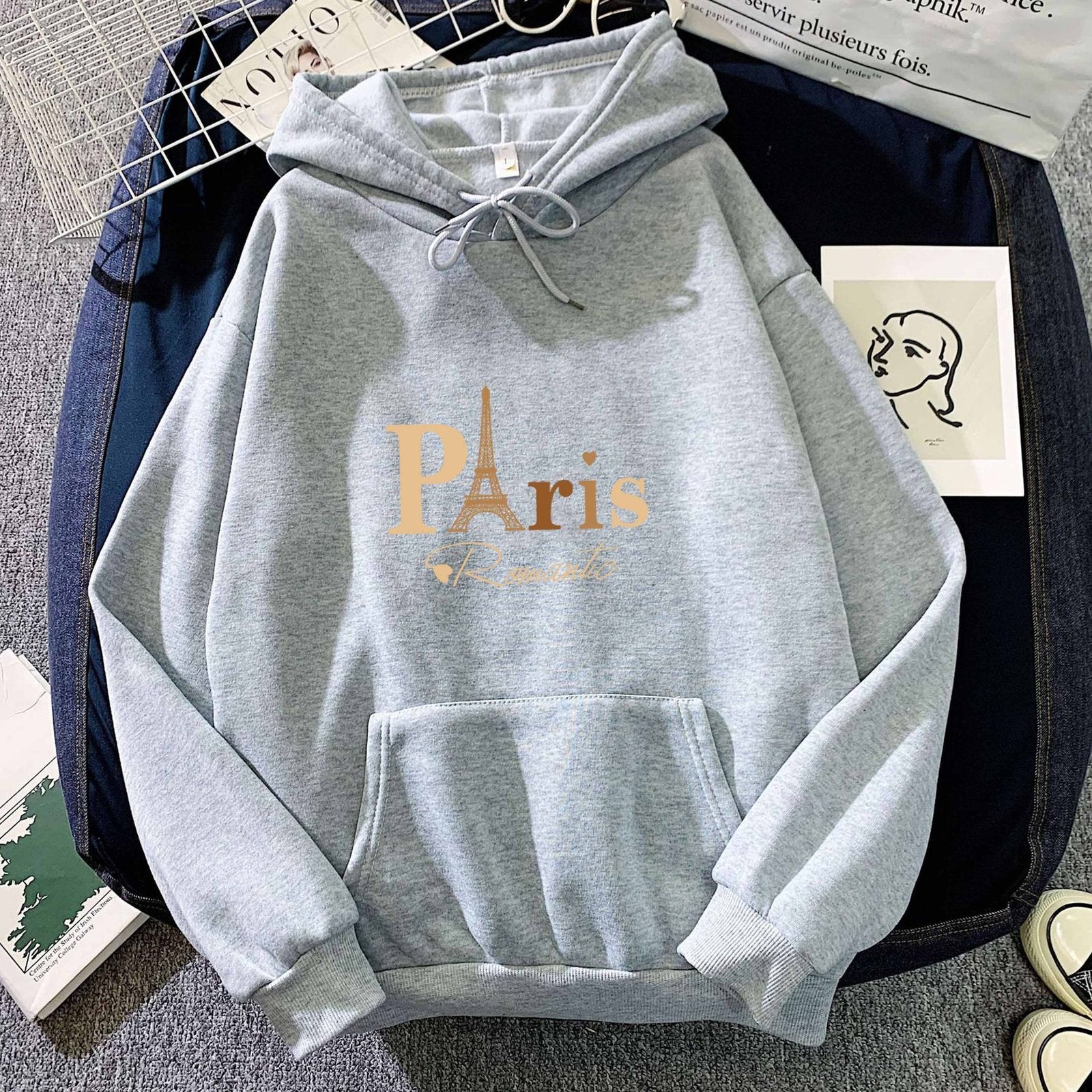 Couple's Letter Hoodie for Women, Long Sleeve Pullover Tops