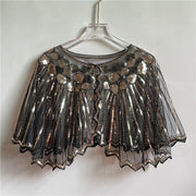 Add Glamour with Gray, Black & Gold Sequined Shawl Wrap Dress
