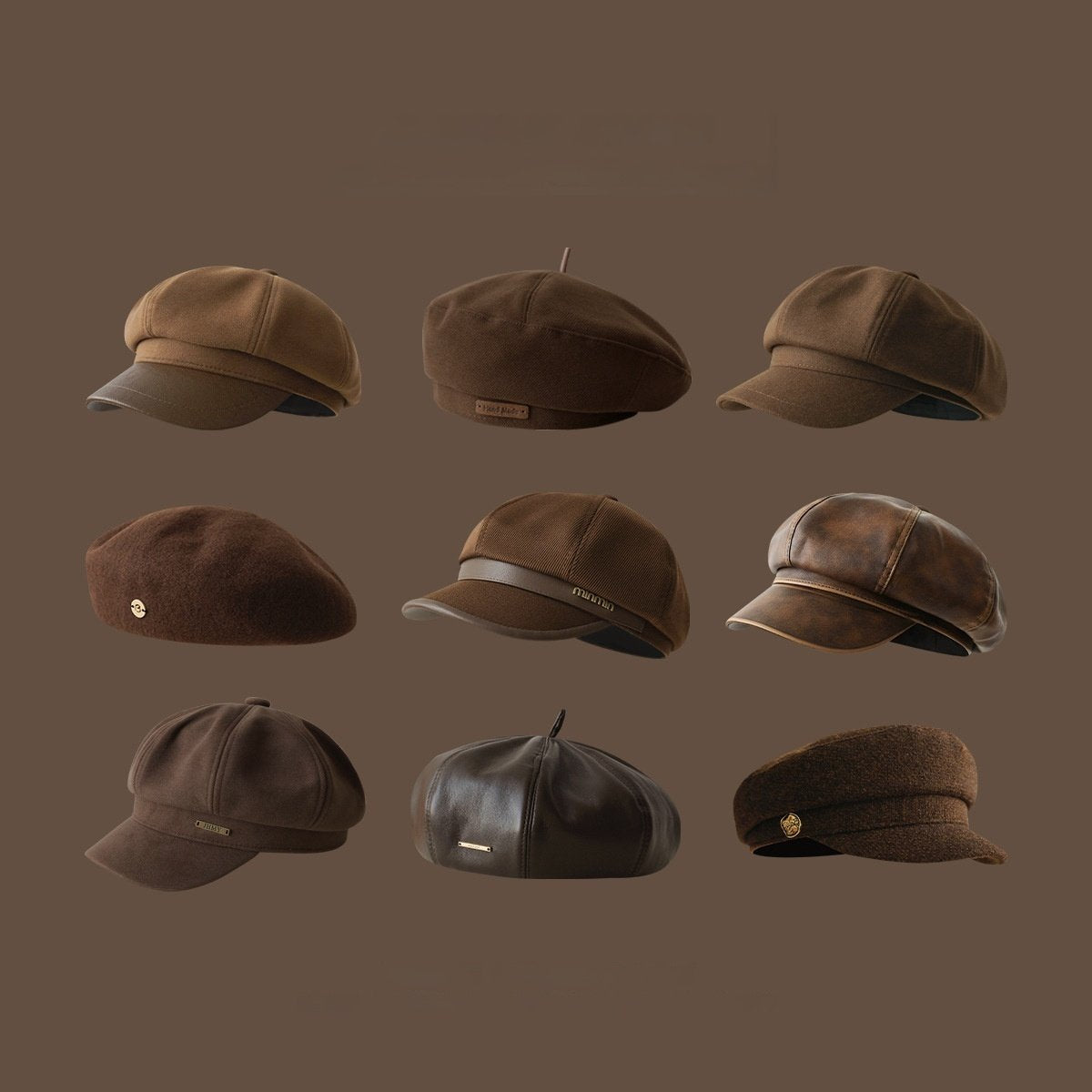Elegant Women's Brown Beret Hats
