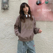 Rhinestone Letter Hooded Sweater for Women