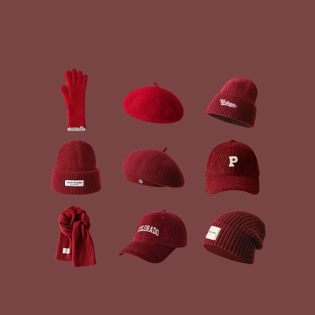 Women's Knitted Baseball Cap & Scarf Set