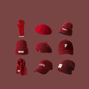 Women's Knitted Baseball Cap & Scarf Set
