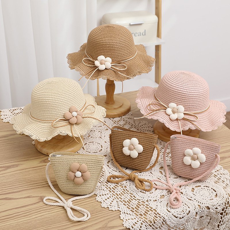 Sun-Protective Floral Sun Hat & Bag Set for Women