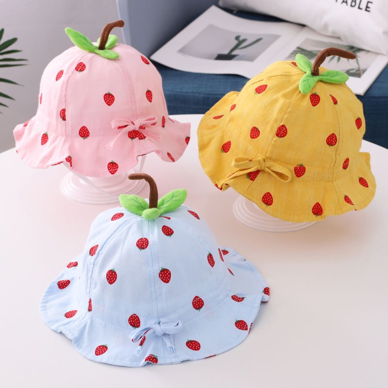 Summer Baby Bucket Hat - Strawberry Leaf Design