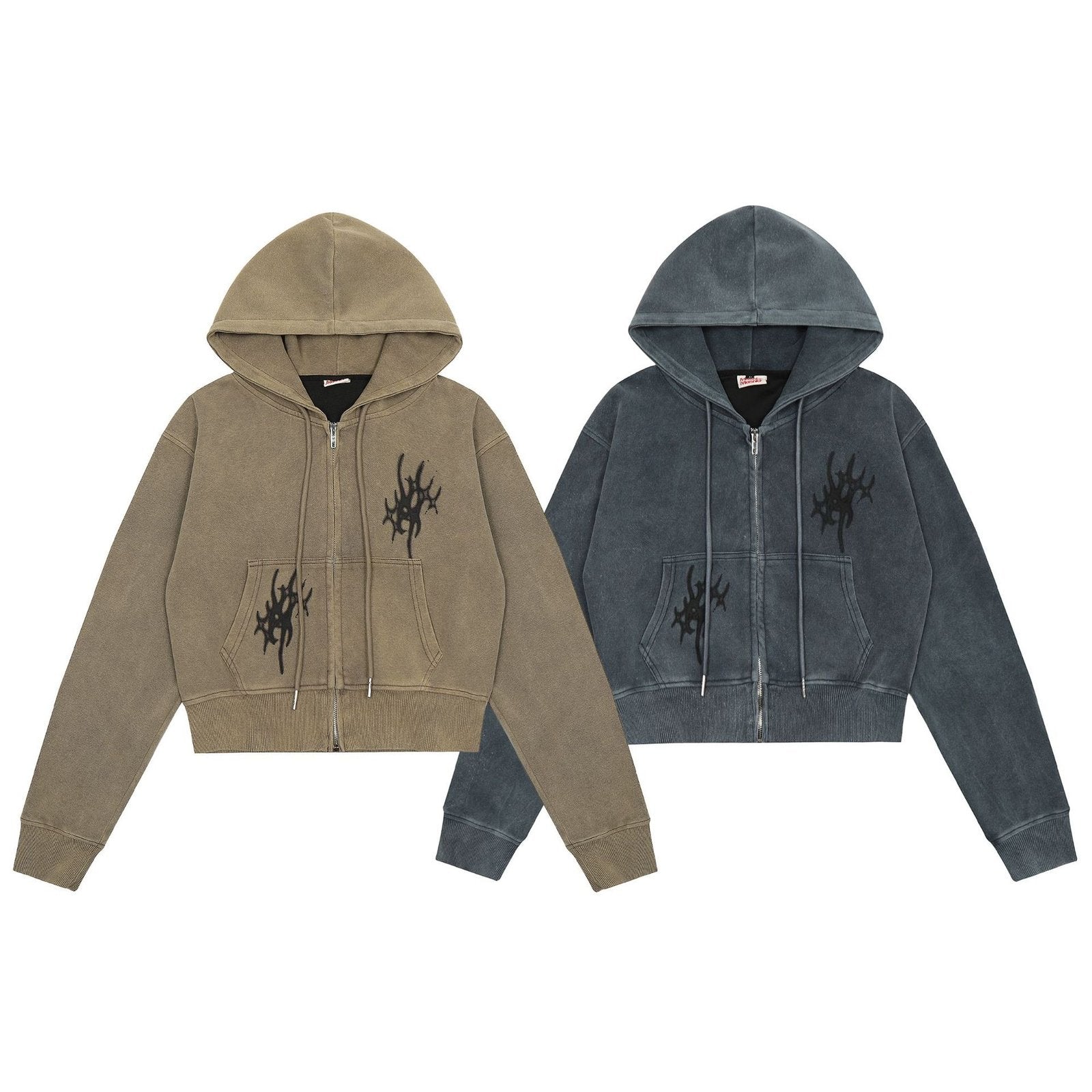 Custom Distressed Zipper Cardigan Hoodie for Women