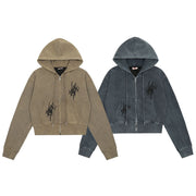 Custom Distressed Zipper Cardigan Hoodie for Women