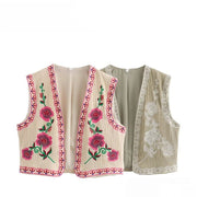 Casual Two-color Embroidered Vest for Women