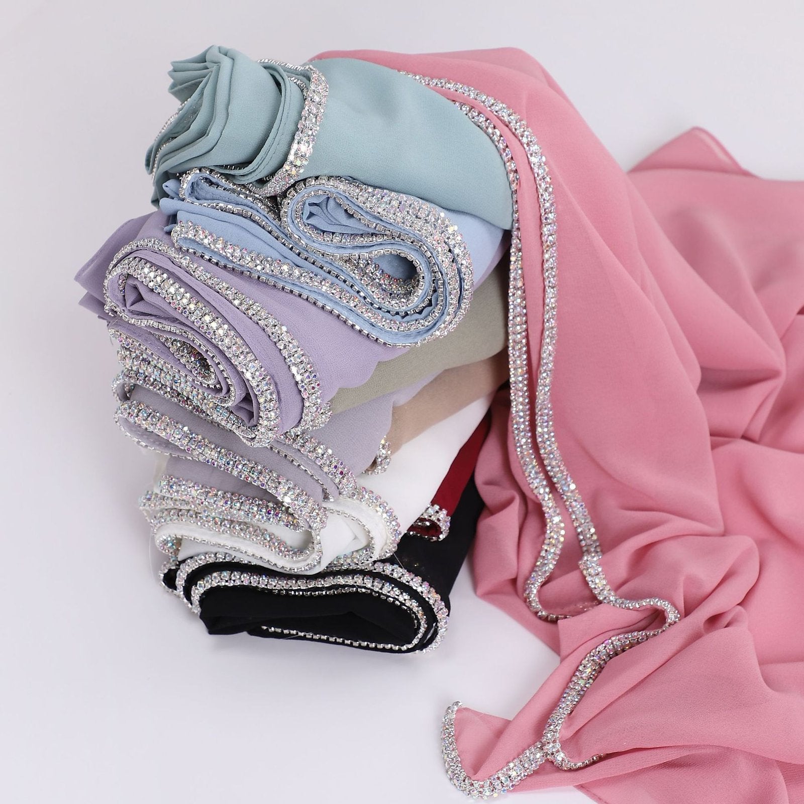 Long-Edged Chiffon Scarf for Women - 10 Color Options