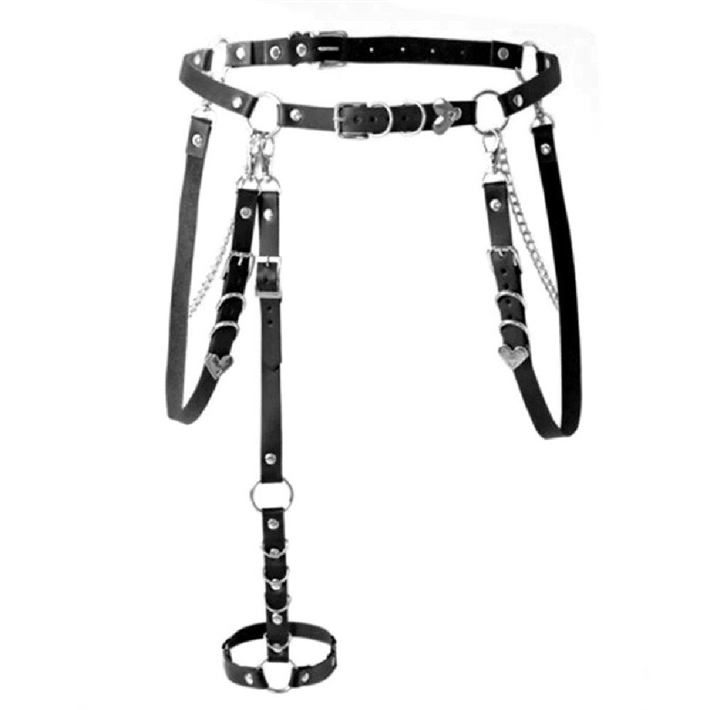 Edgy Punk Belt with Chain Detail