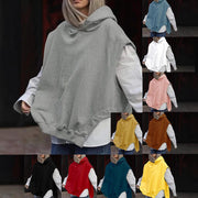 Loose Sleeveless Hooded Sweater for Women