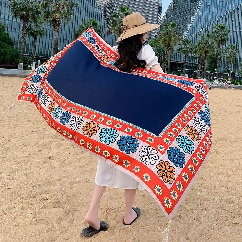Ethnic Style Sun Block Shawl for Outdoor Walking