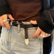 Silver Square Pin Buckle Belt for Women and Men