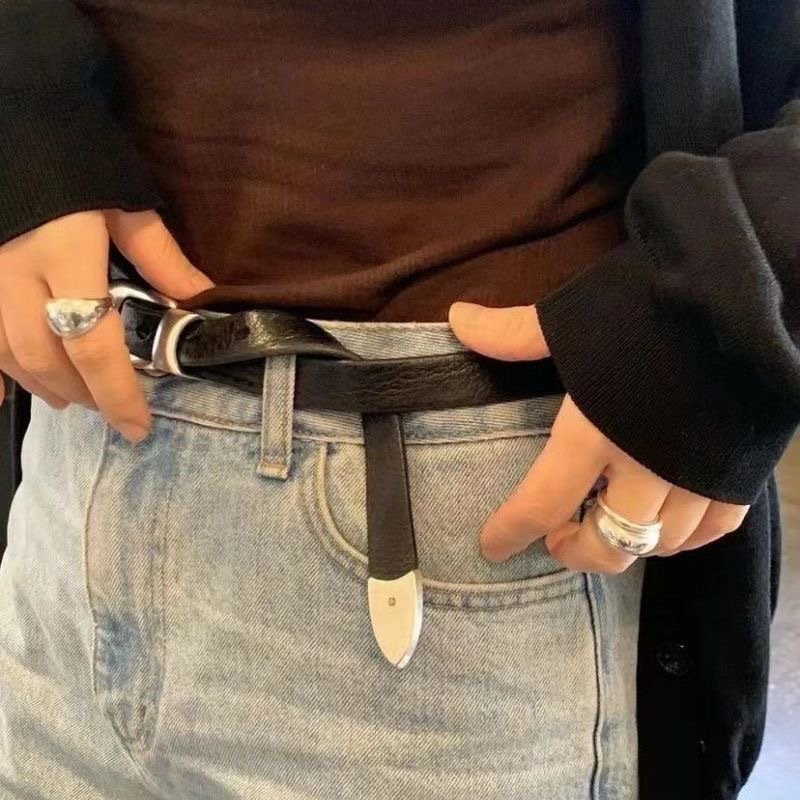 Silver Square Pin Buckle Belt for Women and Men