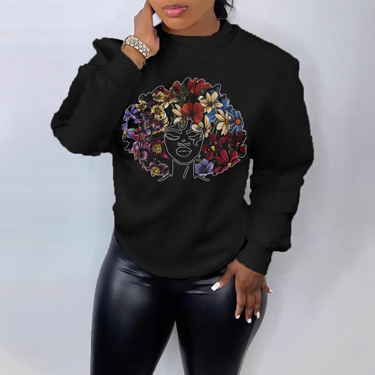 Cozy European & American Style Round Neck Sweater for Women