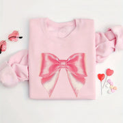 Cozy Bow Pattern Pullover Sweater for Women