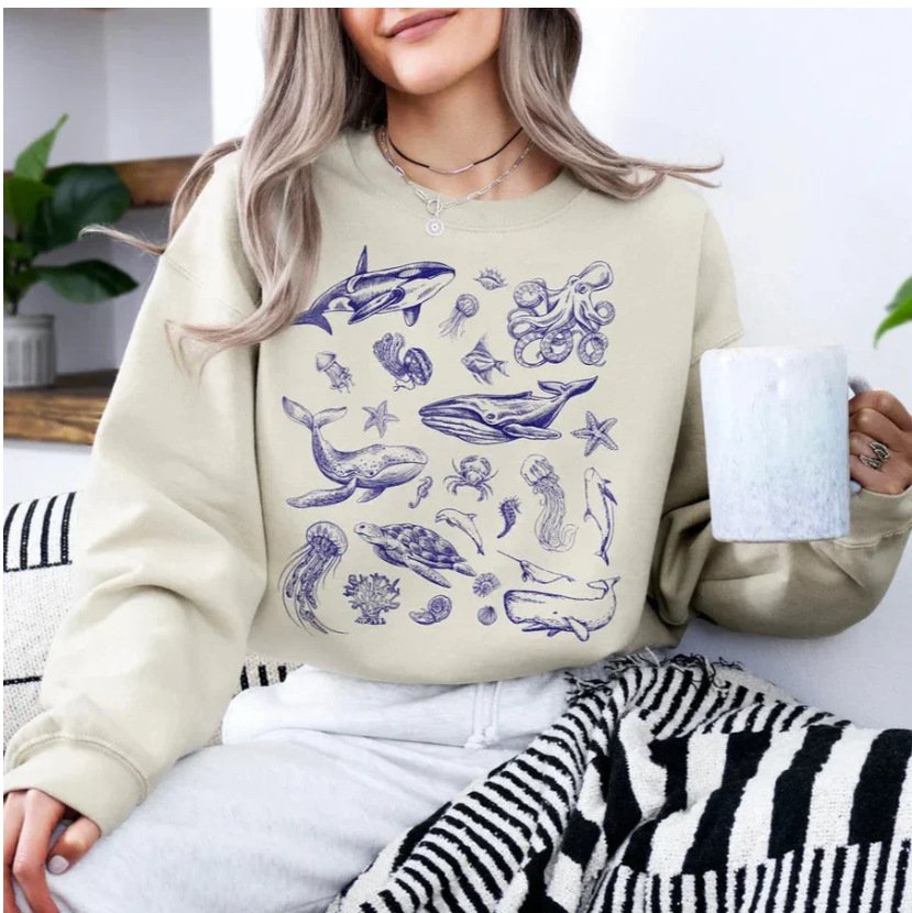 Cozy Cartoon Print Sweatshirt for Women