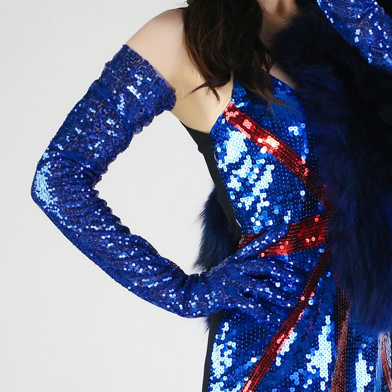Sequined Lace Finger Gloves - Add a Touch of Elegance