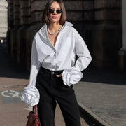Chic Floral Patchwork Cotton Long Sleeve Shirt