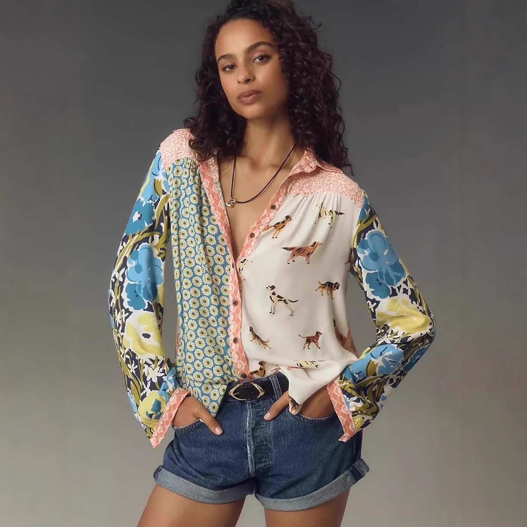 Women's Animal Print Lapel Long Sleeve Casual Shirt
