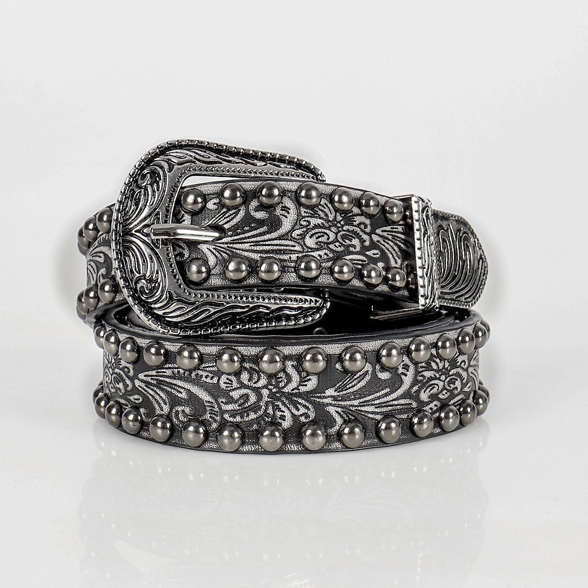 Vintage Embossed Pin Buckle Belt for Women