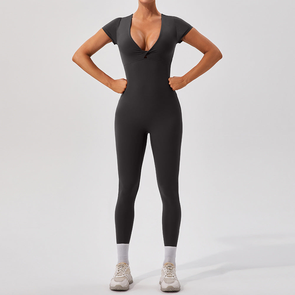 Nude-Feel Short Sleeve Yoga Jumpsuit