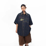 Vintage Cowboy Print Short Sleeve Shirt