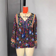 Floral Print Long Sleeve Puff Sleeve Shirt