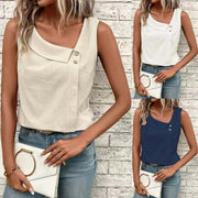 Women's Casual Button Vest Set