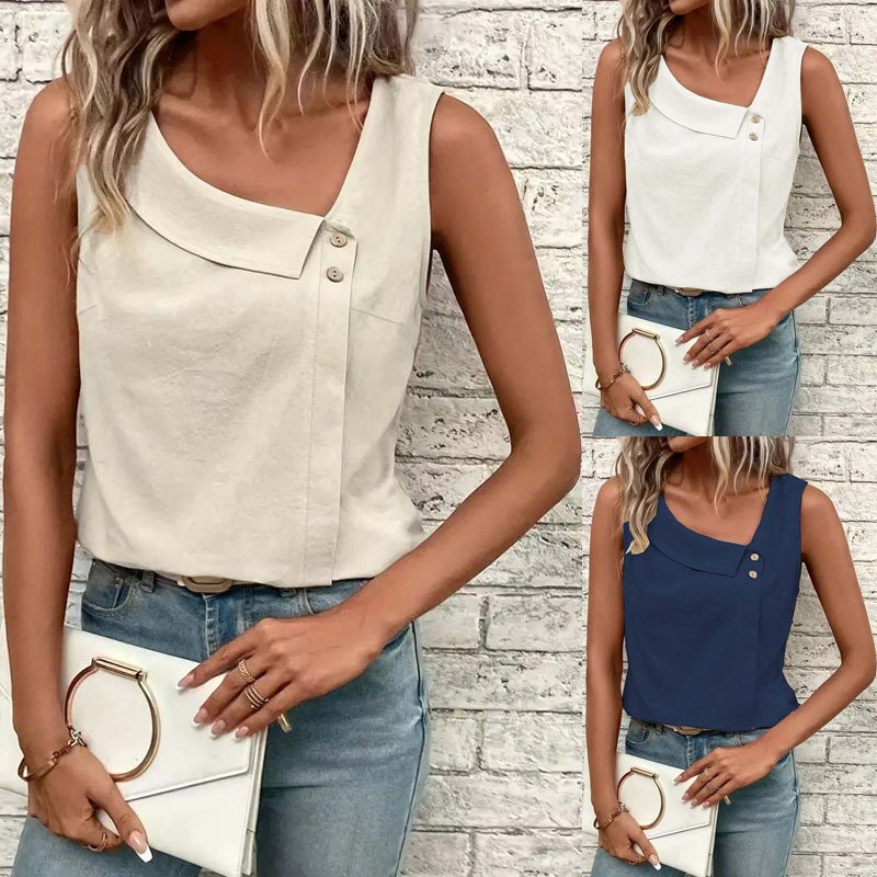 Women's Casual Button Vest Set
