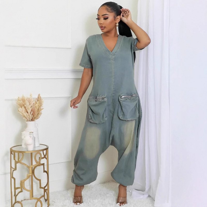 Loose Crotch Jumpsuit Retro Chic