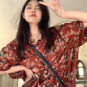 Unisex Floral Print Casual Loose Summer Shirt