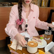 Chic Bow Embroidered Loose Women's Blouse