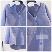 Cozy Blue Brushed Cotton Double-Pocket Shirt