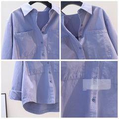 Cozy Blue Brushed Cotton Double-Pocket Shirt