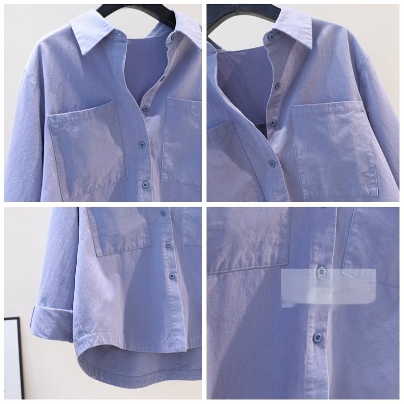 Cozy Blue Brushed Cotton Double-Pocket Shirt