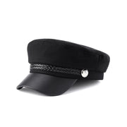 Retro Woolen Flat-top Cap - Navy Black Beret