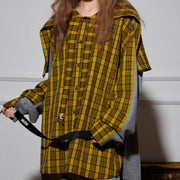Unisex Striped Cotton Hooded Cloak Shirt
