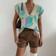 V-Neck Jacquard Vest for Women