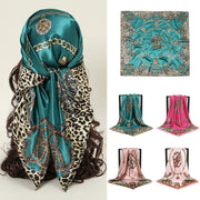 Leopard Print Satin Scarf for Women Men