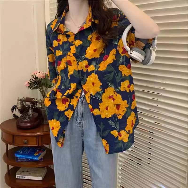 Women's Retro Floral Print Summer Blouse