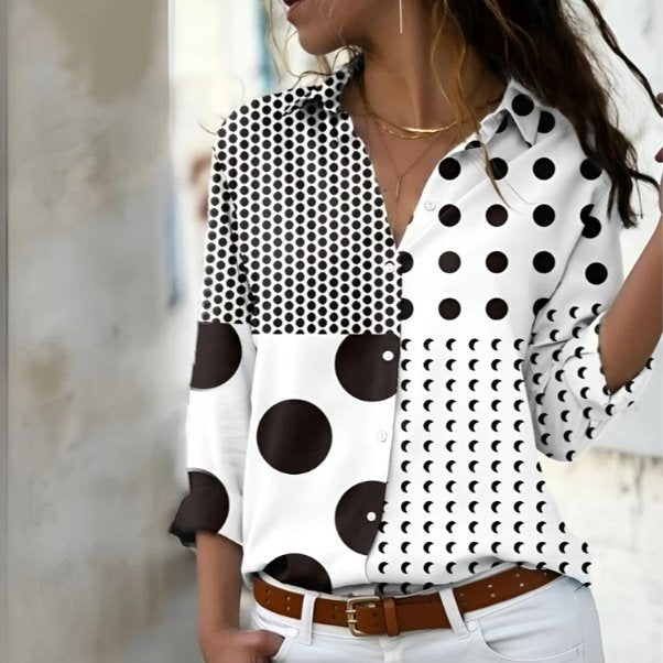 Chic Plus Size Printed Long-Sleeve Shirt for Women