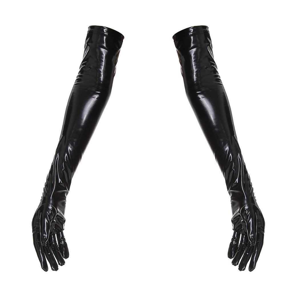 Red Black Punk Gloves for Women - Hip Hop PU Leather Style